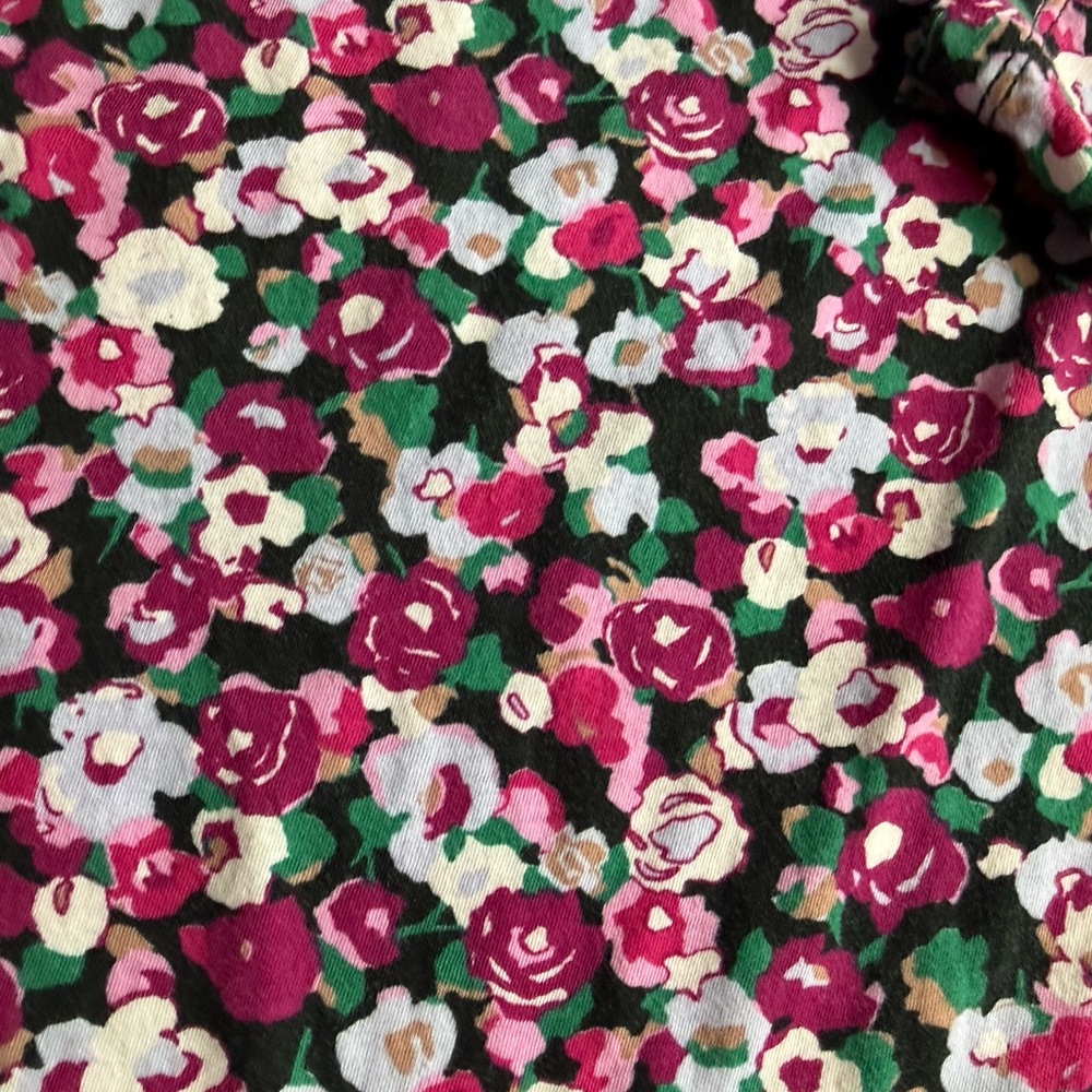 J.Crew Floral Turtleneck Top Cottagecore Coquette Pink Rose Print Stretch - Picture 5 of 10
